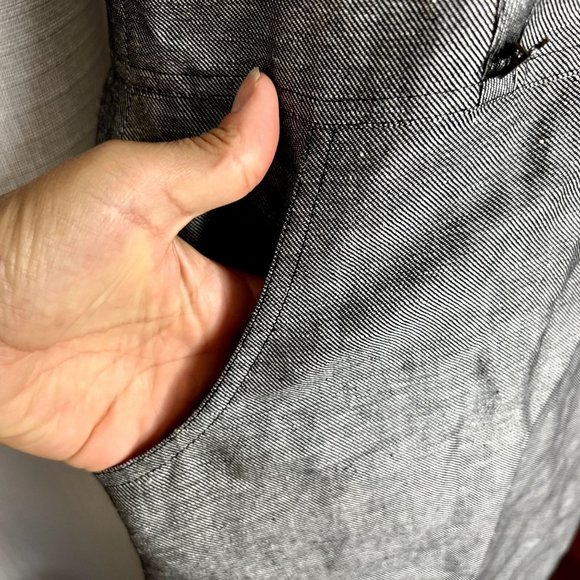 Tahari ASL Gray Short Sleeve Linen Blend Sheath Dress w/ Pockets Size 8 Petite - Picture 2 of 8